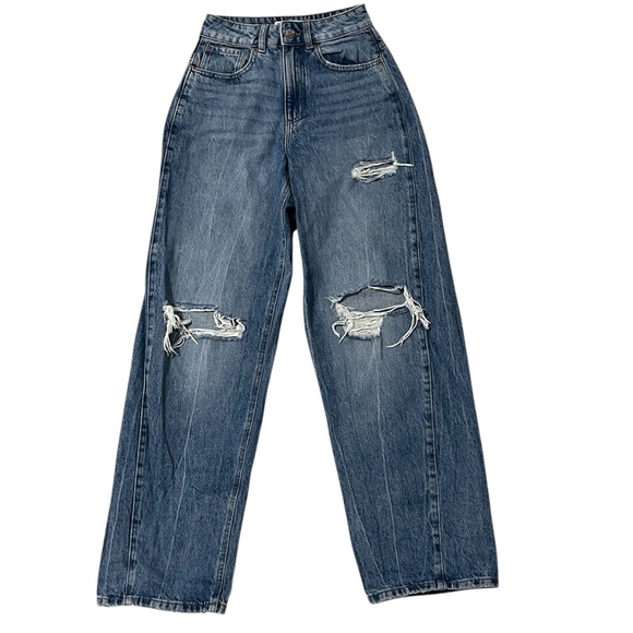 Garage Ample Baggy Jeans - Distressed Blue Denim (Size 00) - Picture 1 of 5